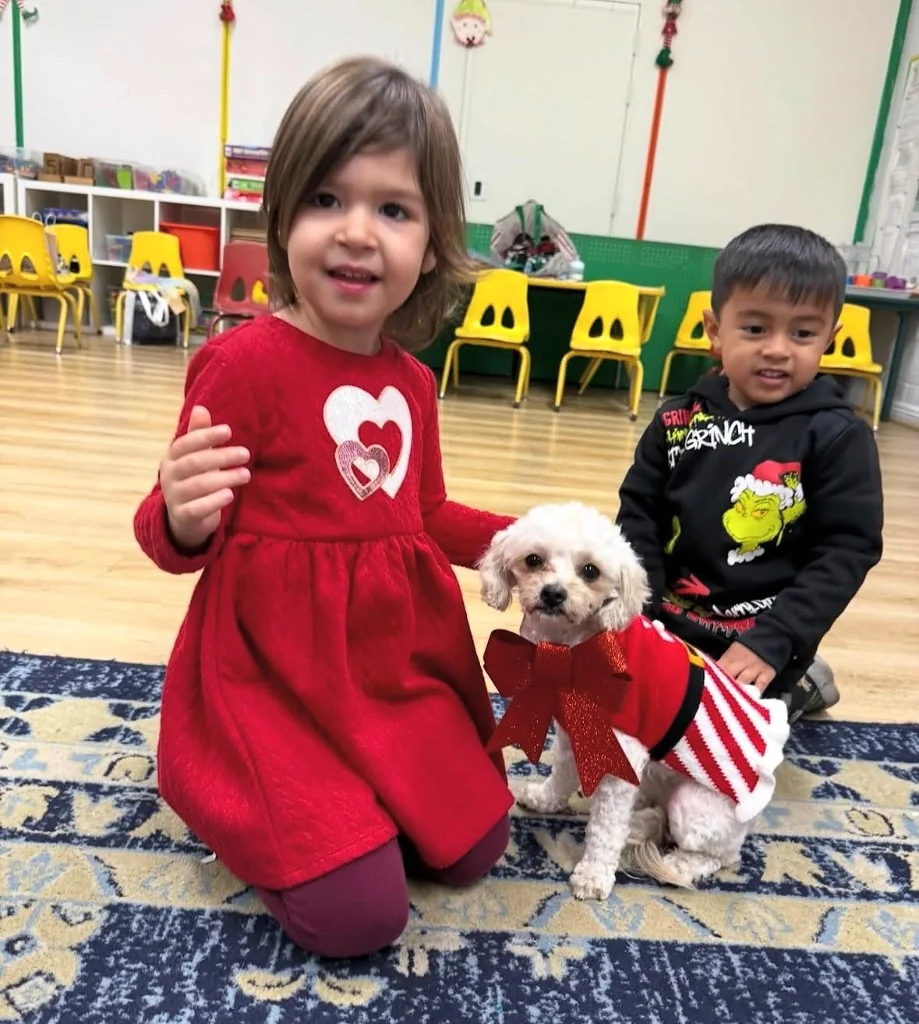 School programs — students and Star Poodlez in holiday classroom